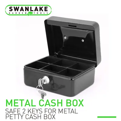 5  Locking Cash Box Money Small Steel Lock Security Safe Storage Check Black • $12.95