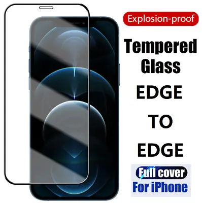 3X Full Cover Screen Protector For IPhone 11 12 13 14 15 Pro Max Tempered Glass • £2.49