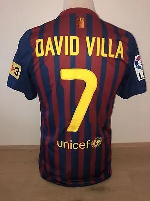 David Villa FC Barcelona Match Worn Shirt 11/12 Jersey Spain Espana Camiseta • £256.58