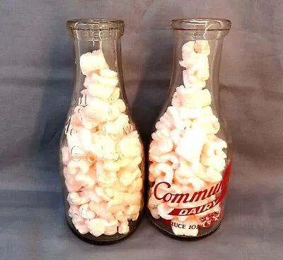 (2) Vintage Milk Bottles - Quart - Community Dairy & Silver Seal Meadow Gold T20 • $26.93