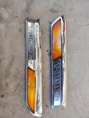 68 69 70 71 Oem Fomoco FORD TRUCK HOOD CHROME F100 EMBLEM PAIR • $69.99