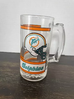 Vintage Miami Dolphins NFL Beer Glass Stein Mug With Thumbpprint Handle 12oz • $20