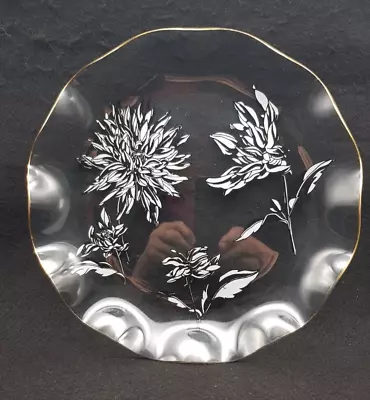 Vintage CHANCE Glass Wavy Edged Plate With Floral Decoration. • £7.50