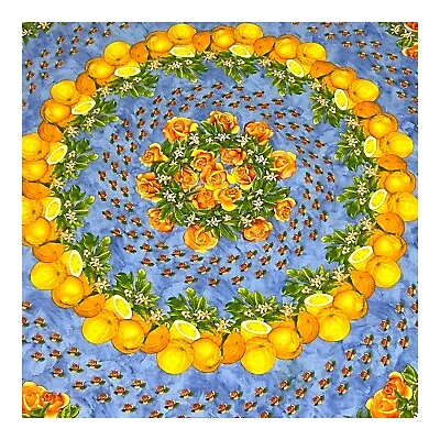 Vent Du Sud France Oranges Yellow Roses Citrus Fruit Bright Tablecloth 65” X 66” • $51.99