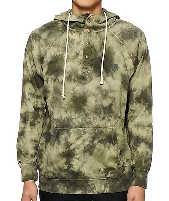 VOLCOM WASHED PULLI Pullover Fleece Hoodie Zip-Up Sweatshirt Green Mens NWT • $35