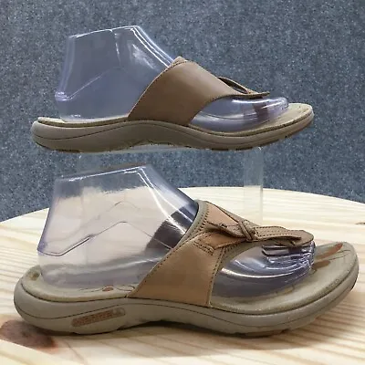 Merrell Sandals Womens 9 Sand Dollar Flip Flop Flat J22120 Brown Leather Slip On • $17.99
