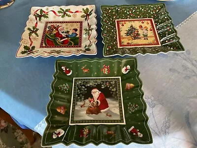 VILLEROY & BOCH TOYS FANTASY 3 SQUARE PLATES MINT 9 Inches • $75