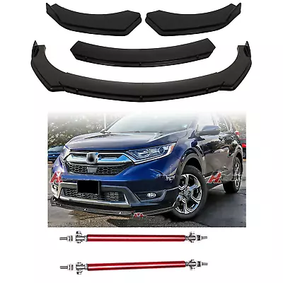 Bumper Spoiler Splitter Body Kit + Strut Rods Glossy Black For Honda CRV CR-V • $69.99