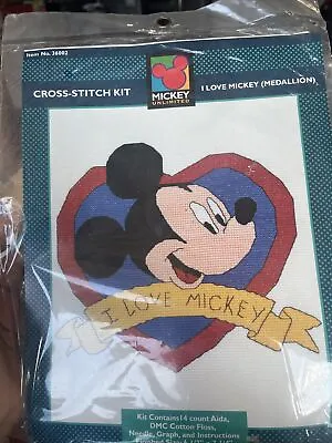 Mickey Unlimited Counted Cross Stitch Kit I Love Mickey Mouse Disney Unused Open • $7.20