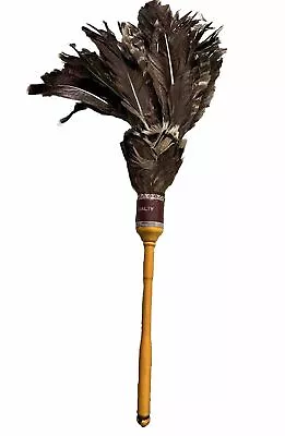Vintage Primitive Real Turkey Feather Maid Duster With Wooden Handle Made In USA • $32.99