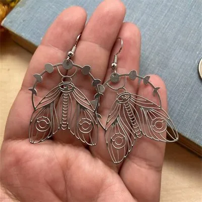 Moon Phase Cutout Textured Moth Earrings Women Earrings Party Jewelry Gifts • $2.79