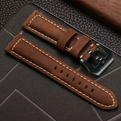 Universal 22mm Vintage Genuine Leather Watch Band Strap W/ Quick Release Pins • $12.34