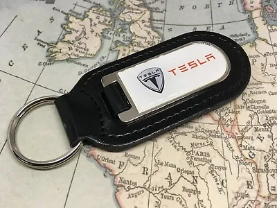 Tesla Black Leather Key Ring Fob Printed And Coated Model S 3 X • $7.52
