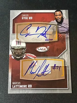 2014 Sage Squared Marcus LATTIMORE Carlos HYDE RC Rookie Dual Auto/40 49ers 🏈 • $25.99