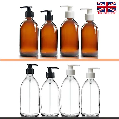 £24.99 • Buy GLASS Bottles Dispenser Pump For Lotion, Hand Wash, Shampoo & Conditioner