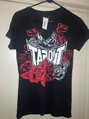 TAPOUT  NWT Early Black Woman’s Shirt Warose UFC MMA Red Roses Size Medium NEW • $14.99