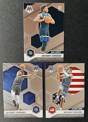 Anthony Edwards 2020-21 Panini Mosaic Rookie Lot 3! #201 252 261 Timberwolves • $8.99