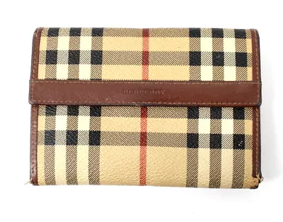 £9.99 • Buy Ladies BURBERRY Vintage Brown Nova Check Genuine Leather Purse L03