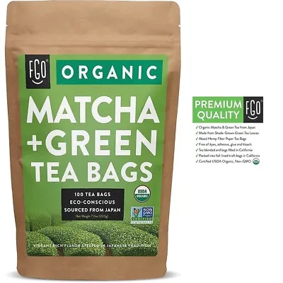 Organic Japanese Matcha Green Tea Powder Bags Non GMO  Eco-Conscious100 Tea Bags • $39.42