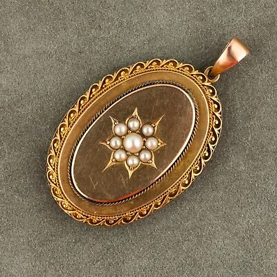 Antique Victorian 14ct 15ct Gold Seed Pearl Locket Pendant  • £295