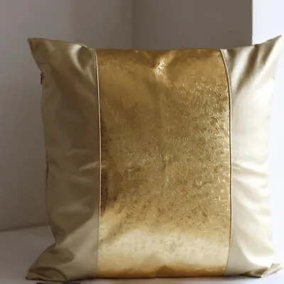 18 X18  Gold Faux Leather Throw Pillow Covers Office Sofa Cushion Cover Decor  • $19.99