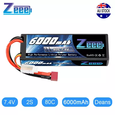 Zeee 7.4V 80C 6000mAh 2S LiPo Battery Hardcase Deans Plug For RC Car Truck Boat • $30.99