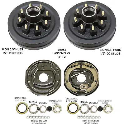 12 X2  8 On 6.5 Trailer Hub Drum Kits With  Electric Brakes For 7000lbs Axle • $109.99