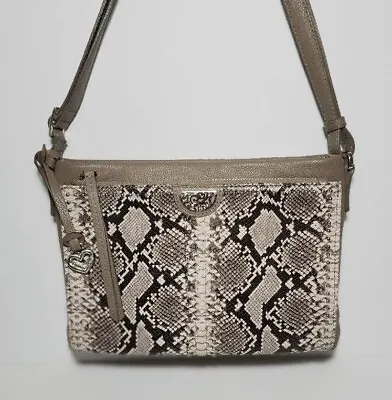 Brighton Pretty Tough Python Jagger Hidden Front Wallet Crossbody Organizer $445 • £278.53