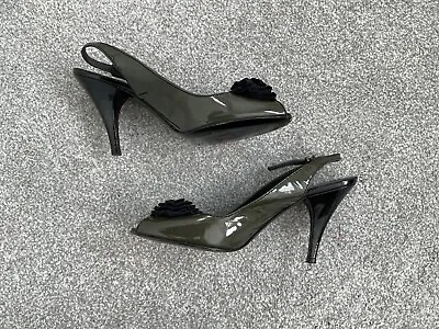 £9.99 • Buy Reiss - Womens - Patent Leather Peep Toe Shoe - Dark Olive Green - Size 5