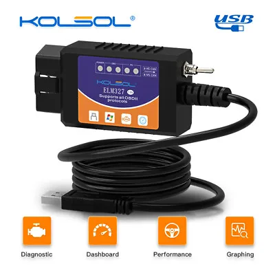 ELM327 USB Interface OBD2 Car Diagnostic Scanner Cable For Windows PC Computer X • $14.95