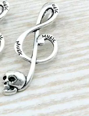 925 STERLING Silver 20  Chain Necklace MUSIC NOTE SKULL  Pendant Women Free Box • $16.88