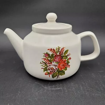 Vintage White McCoy Pottery Floral Rose Delight Teapot Design Tea/Coffee • $11.39