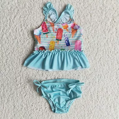 Girls 2pcs Swimsuit Popsicle Icecream Print • $18.99