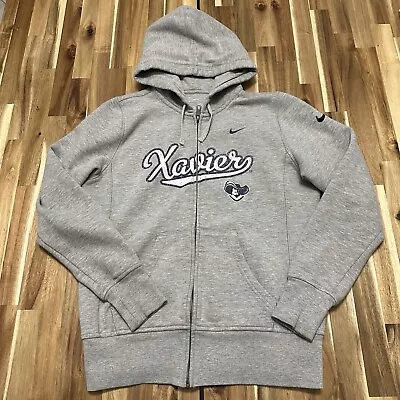 Xavier Musketeers Hoodie Womens Medium Gray Nike Full Zip College Basketball Y2K • $19.95