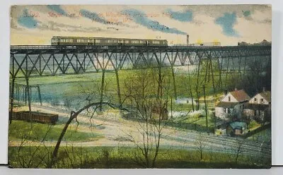 Milwaukee Wis Street Car Bridge Interurban Line C1914 Postcard D12 • $8.95