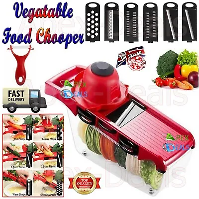 6 In 1 Food Vegetable Salad Fruit Cutter Peeler Slicer Dicer Chopper Kitchen New • £9.49