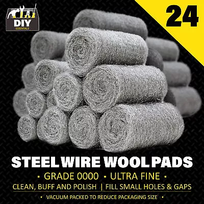 24 Steel Wire Wool Pads | Top Quality Grade 0000 Super Ultra Fine For Rats Mice • £3.99