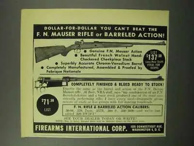 1951 F.I. Ad - F.N. Mauser Rifle And Barreled Action • $19.99