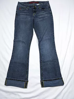 Mudd Womens Blue Jean Bootcut Low Rise Faded Rolled Tall Size 11 • $11.94