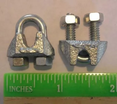 Cable Clamps 1/8  U-Bolts Galvanized Clamps Steel Cable Wire Clips U Bolt Clamp • $10.59