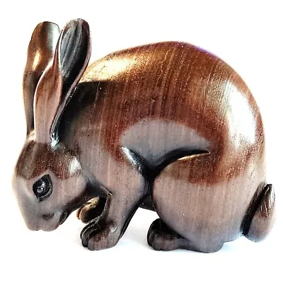£59.99 • Buy M8560 - 20 Years Old 2.5   Hand Carved Ebony Ironwood Netsuke - Beautiful Rabbit