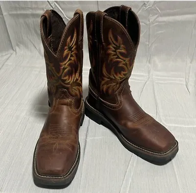 Justin Original Workboots Western Boot Men's Brown Size 8B Steel Toe Waterproof • $89.99