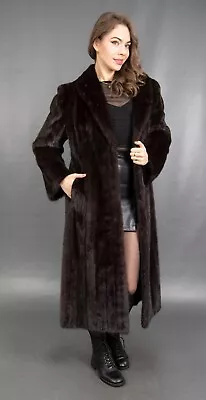 3713 Glamorous Real Saga Mink Coat Luxury Fur Jacket Very Long Beautiful Size M • $1