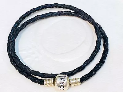 $49 • Buy Authentic Pandora Black Double Wrap Leather Braided Bracelet 34cm 590705