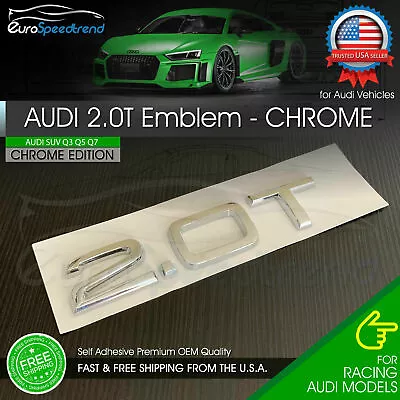 2.0T Emblem Chrome 3D Badge Trunk For Audi Nameplate OEM SUV Q5 Q7 S Line • $16.99