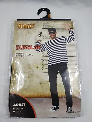 Men's Spirit Halloween Men's BURGLAR Costume Size SM/MD Criminal Prisoner Robber • $1.12