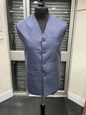 Mens English Waistcoat Nehru Jacket Formal Suiting Fabric Black / Blue • £29.99
