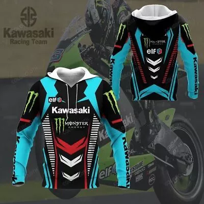 SALE!! - Kawasaki Team Monster Blue 3D All Over Printed Hoodie Size S-5XL • $40.90