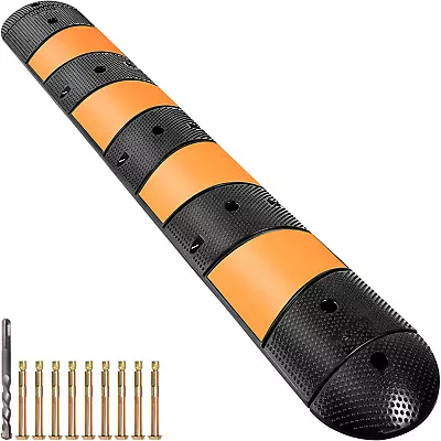 VEVOR Modular Rubber Speed Bump Driveway Cable Protector Ramp 6FT With 2 End Cap • $119.98