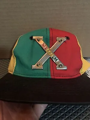 Malcolm X Vintage 90s Headmaster Snapback Hat Cap Metal X • $80